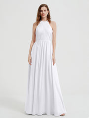 Licou Mousseline Robes Avec Corsage Plissé Blanc
