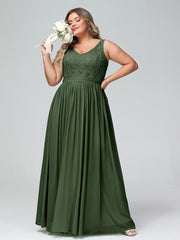 Dentelle Top Et Mousseline Bas Robes Longues Olive Verte Grande Taille