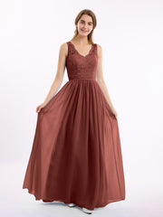 Dentelle Top Et Mousseline Bas Robes Longues terracotta