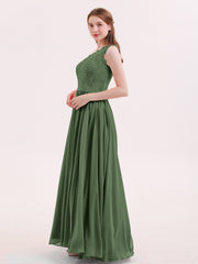 Robes avec Une Epaule Dentelle et Mousseline Olive Verte Grande Taille