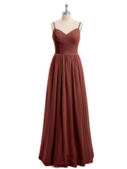 Col en Cœur Mousseline Robe avec Spaghetti Bretelle terracotta Grande Taille