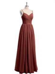 Col en Cœur Mousseline Robe avec Spaghetti Bretelle terracotta Grande Taille