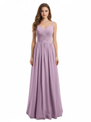 Col en Cœur Mousseline Robe avec Spaghetti Bretelle Glycine