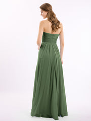 Sans Bretelles Col En Cœur Mousseline Robes Olive Verte Grande Taille
