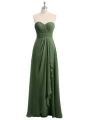 Sans Bretelles Col En Cœur Mousseline Robes Olive Verte Grande Taille