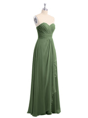 Sans Bretelles Col En Cœur Mousseline Robes Olive Verte Grande Taille