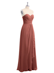 Sans Bretelles Col En Cœur Mousseline Robes terracotta Grande Taille