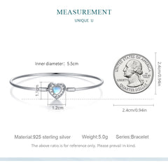 Bracelet Pierre de Lune Coeur Bleu Cadeau Parfait