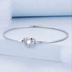 Bracelet Pierre de Lune Coeur Bleu Cadeau Parfait