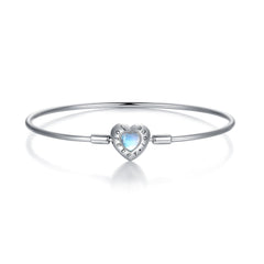 Bracelet Pierre de Lune Coeur Bleu Cadeau Parfait