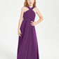 Robes de Demoiselles d'Honneur Junior Longues à Décolleté Grec Raisin