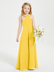 Robes de Demoiselles d'Honneur Junior Longues à Décolleté Grec Souci