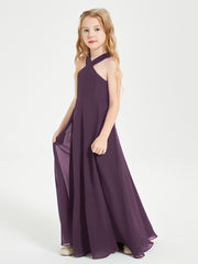 Robes de Demoiselles d'Honneur Junior Longues à Décolleté Grec Plum