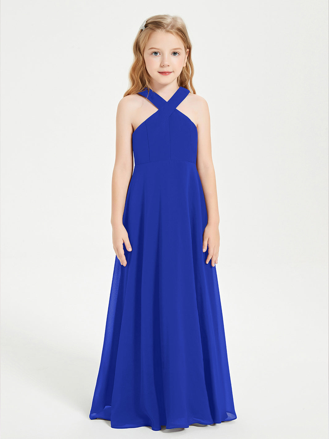 Robe De Soirée élégante Style Grec - Genou, Sans Manches, Col V - Bleu, Taille Régulière, Neuve Avec étiquettes