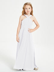 Robes de Demoiselles d'Honneur Junior Longues à Décolleté Grec Blanc