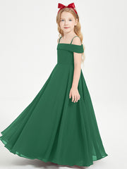 Chic Robes de Demoiselles d'Honneur Junior Hors de l'Épaule Vert Foncé