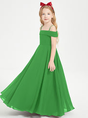 Chic Robes de Demoiselles d'Honneur Junior Hors de l'Épaule Vert