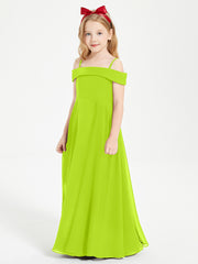 Chic Robes de Demoiselles d'Honneur Junior Hors de l'Épaule Vert Citron