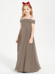 Chic Robes de Demoiselles d'Honneur Junior Hors de l'Épaule Taupe