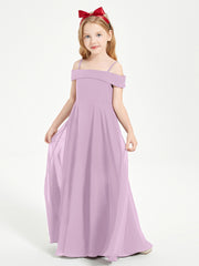 Chic Robes de Demoiselles d'Honneur Junior Hors de l'Épaule Glycine