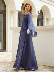 Robe de A-ligne en Mousseline à Col en V avec Volants Perlé en Cascade Orageux