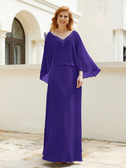 Robe de A-ligne en Mousseline à Col en V avec Volants Perlé en Cascade Régence Grande Taille