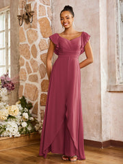 Combinaison Élégante En Mousseline À Jupe Fluide Superposée Cannelle Rose