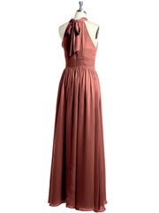 Col Haut Longueur Complète Robes Avec Fente terracotta Grande Taille