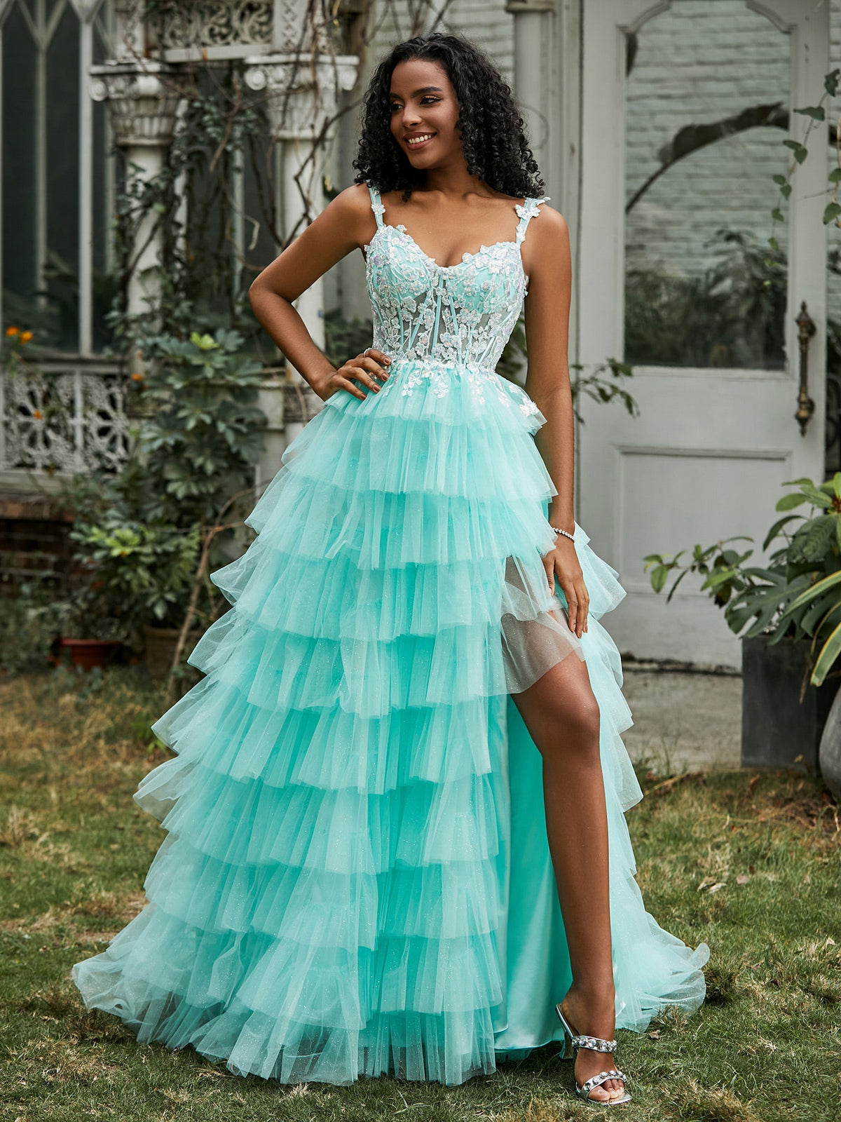 Robe De Soirée Patineuse à Paillettes – Rayures Larges, Motifs Cœurs, Vert Aqua/bleu Marine, Taille 8 Fille