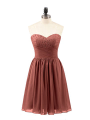 Sans Bretelles Mousseline Robe Courte avec Col en Cœur terracotta Grande Taille