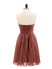 Sans Bretelles Mousseline Robe Courte avec Col en Cœur terracotta Grande Taille