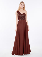 Paillettes Bustier Mousseline Jupe Robe terracotta