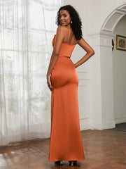 Robe Capot Sirène avec Ceinture Rouille Grande Taille