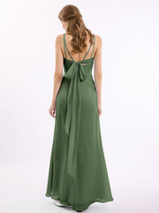 Col En Cœur Mousseline Tenue Avec Double Bretelless Olive Verte Grande Taille
