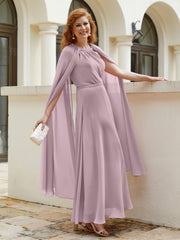 Robe de A-ligne à Col en Bijou Longueur de Mollet en Mousseline Dusk Grande Taille