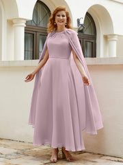 Robe de A-ligne à Col en Bijou Longueur de Mollet en Mousseline Dusk Grande Taille