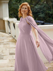 Robe de A-ligne à Col en Bijou Longueur de Mollet en Mousseline Dusk Grande Taille
