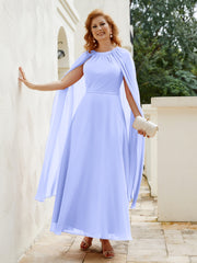 Robe de A-ligne à Col en Bijou Longueur de Mollet en Mousseline Lavande Grande Taille