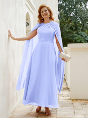Robe de A-ligne à Col en Bijou Longueur de Mollet en Mousseline Lavande Grande Taille