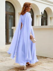 Robe de A-ligne à Col en Bijou Longueur de Mollet en Mousseline Lavande Grande Taille