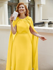 Robe de A-ligne à Col en Bijou Longueur de Mollet en Mousseline Souci
