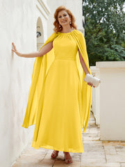 Robe de A-ligne à Col en Bijou Longueur de Mollet en Mousseline Souci Grande Taille