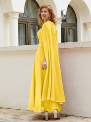 Robe de A-ligne à Col en Bijou Longueur de Mollet en Mousseline Souci Grande Taille