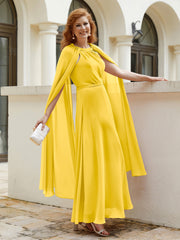 Robe de A-ligne à Col en Bijou Longueur de Mollet en Mousseline Souci Grande Taille
