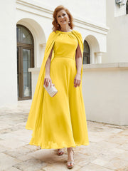Robe de A-ligne à Col en Bijou Longueur de Mollet en Mousseline Souci Grande Taille