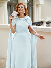 Robe de A-ligne à Col en Bijou Longueur de Mollet en Mousseline Brume Grande Taille