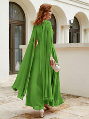 Robe de A-ligne à Col en Bijou Longueur de Mollet en Mousseline Mousse