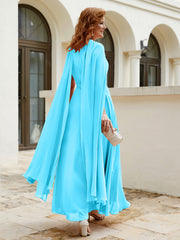 Robe de A-ligne à Col en Bijou Longueur de Mollet en Mousseline Piscine Grande Taille