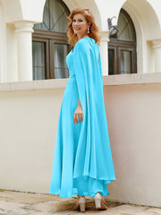 Robe de A-ligne à Col en Bijou Longueur de Mollet en Mousseline Piscine Grande Taille