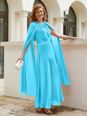 Robe de A-ligne à Col en Bijou Longueur de Mollet en Mousseline Piscine Grande Taille